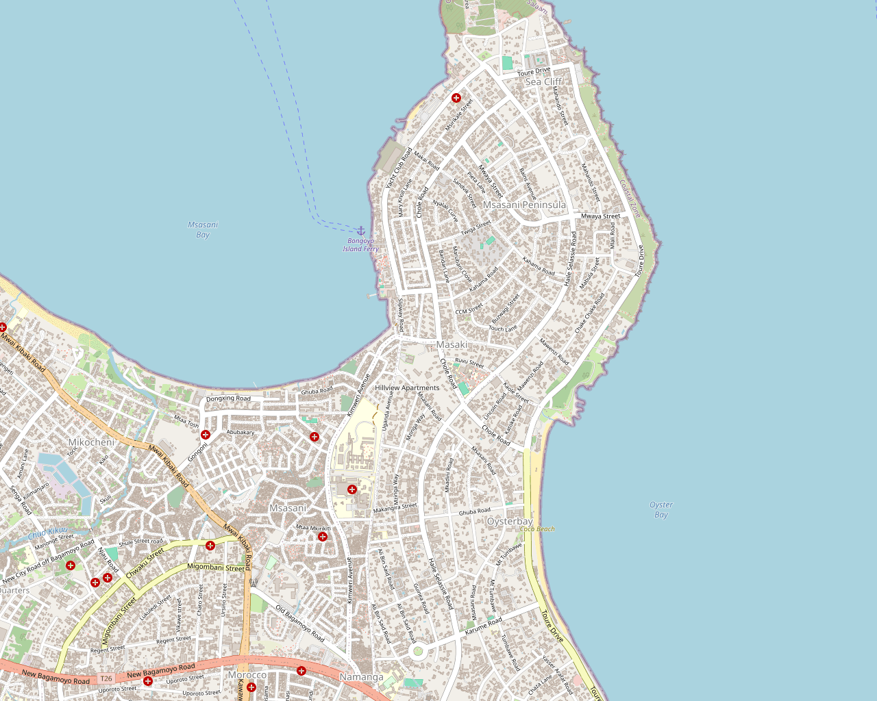 Map showing Golden View in Msasani Peninsula, Dar es Salaam